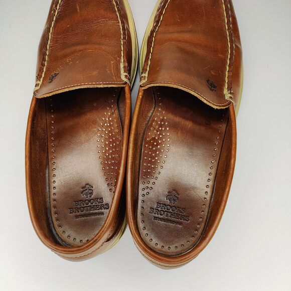 Brooks Brothers Voyager Leather Driving Loafers Size 8 1/2 D Logo - Picture 6 of 7